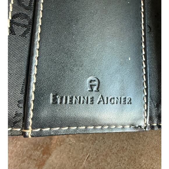 Etienne Aigner Brown and Black Monogram Logo Wallet Zipper and Flap - Picture 8 of 8